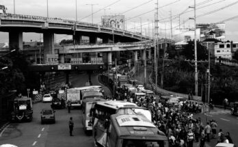 jammed traffic in gray scale photography